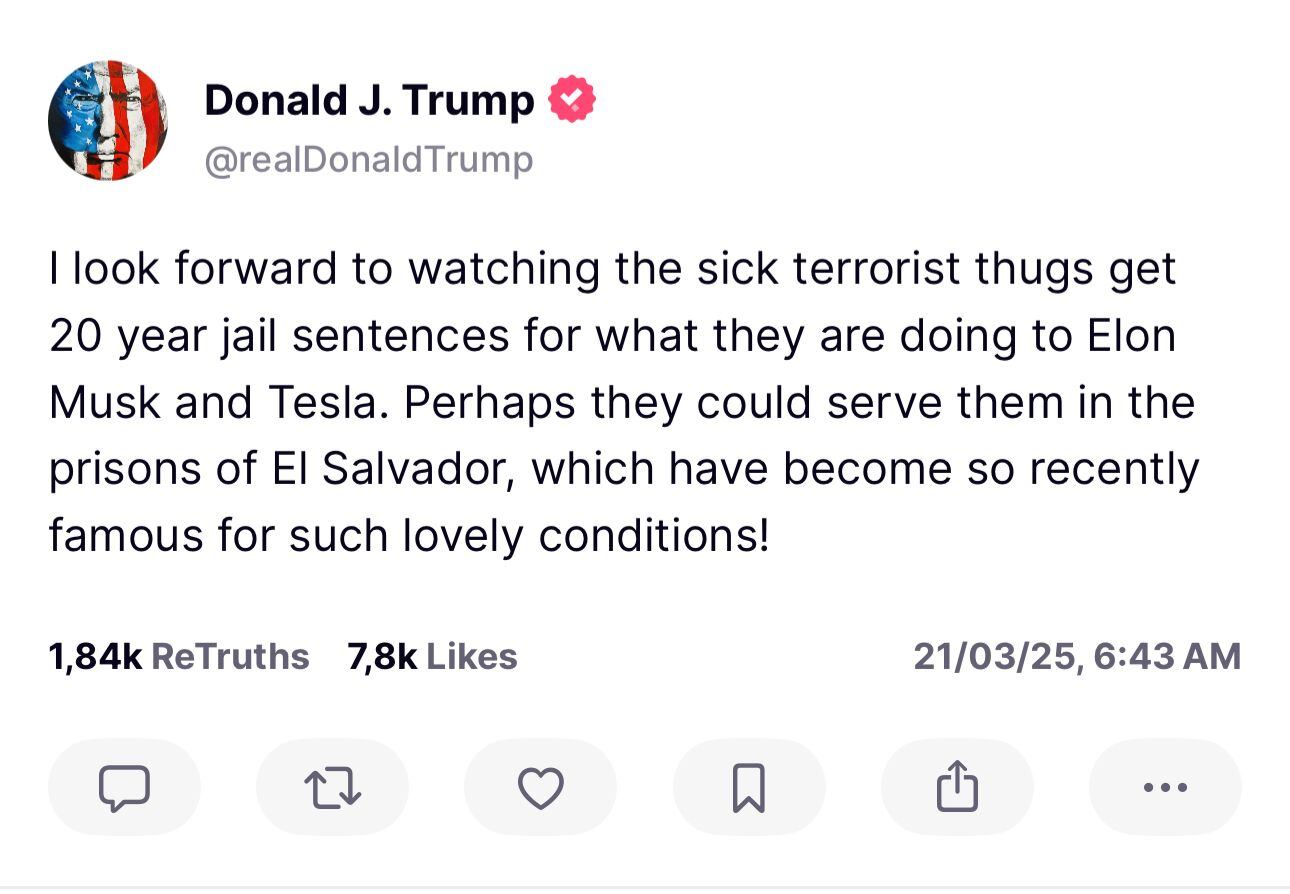 El mensaje fue emitido en la red social del mandatario norteamericano