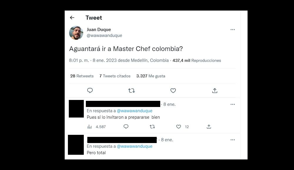 El cantante interrogó sobre su posible participación en MasterChef Celebrity.