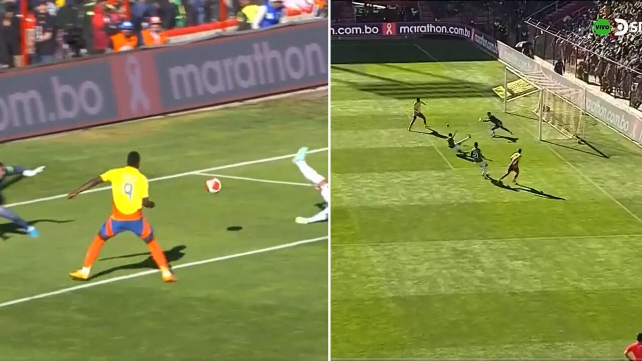 Jhon Córdoba perdió lo que hubiera sido el primer gol de Colombia en Bolivia