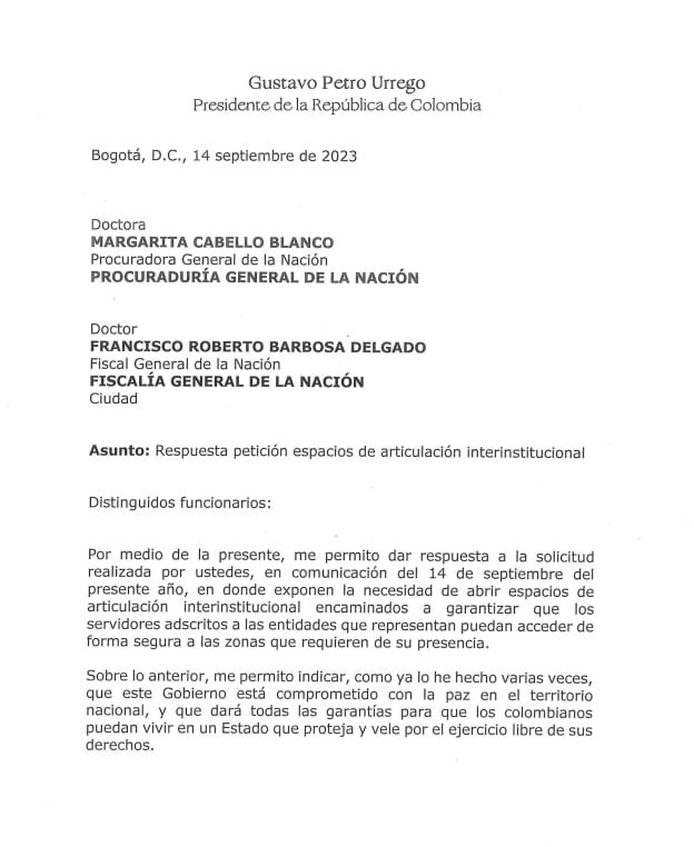 Petro respondió a la carta del Fiscal y la Procuradora.