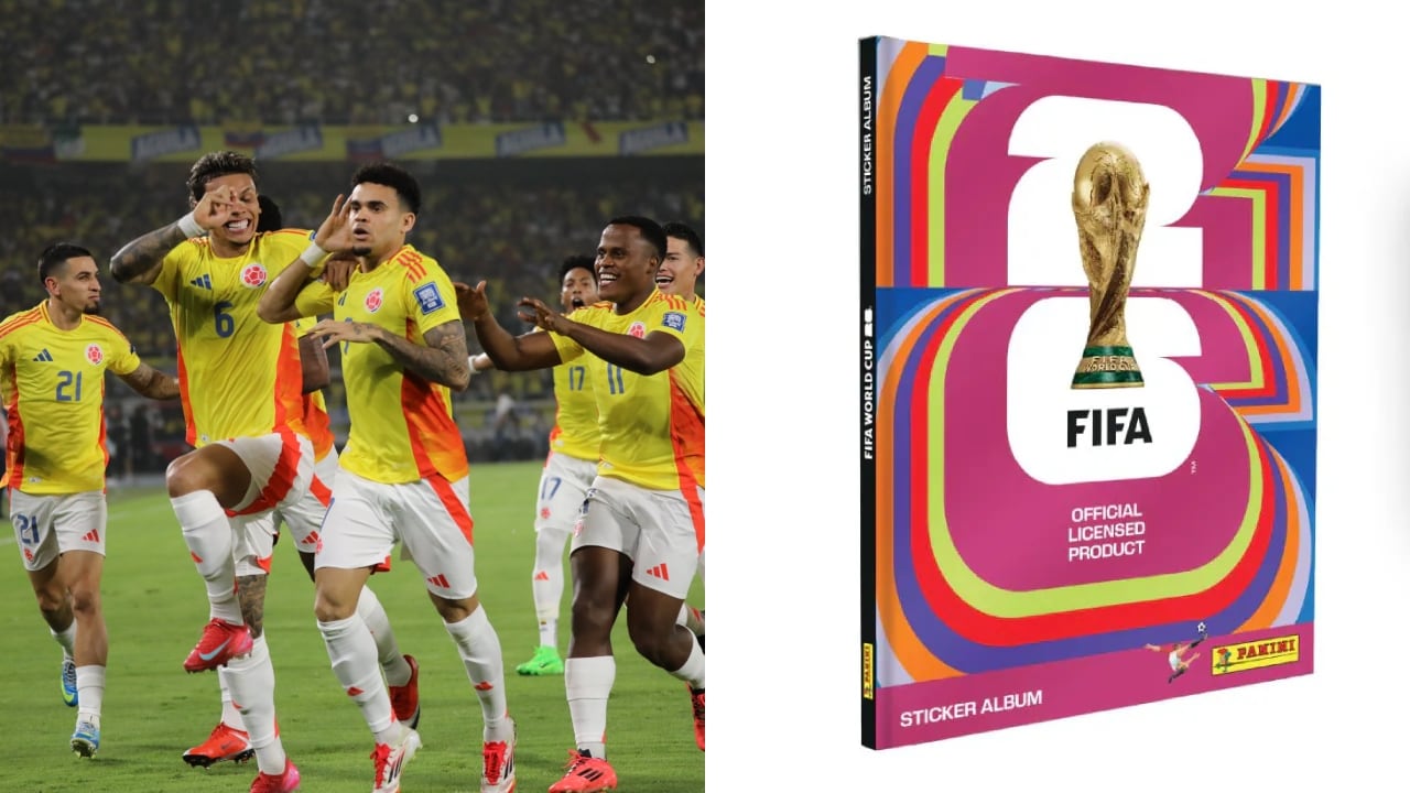 Jugadores de la Selección Colombia y el álbum Panini.