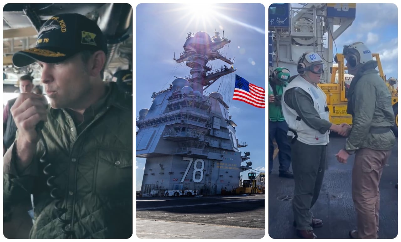 Pete Hegseth en el USS Gerald Ford