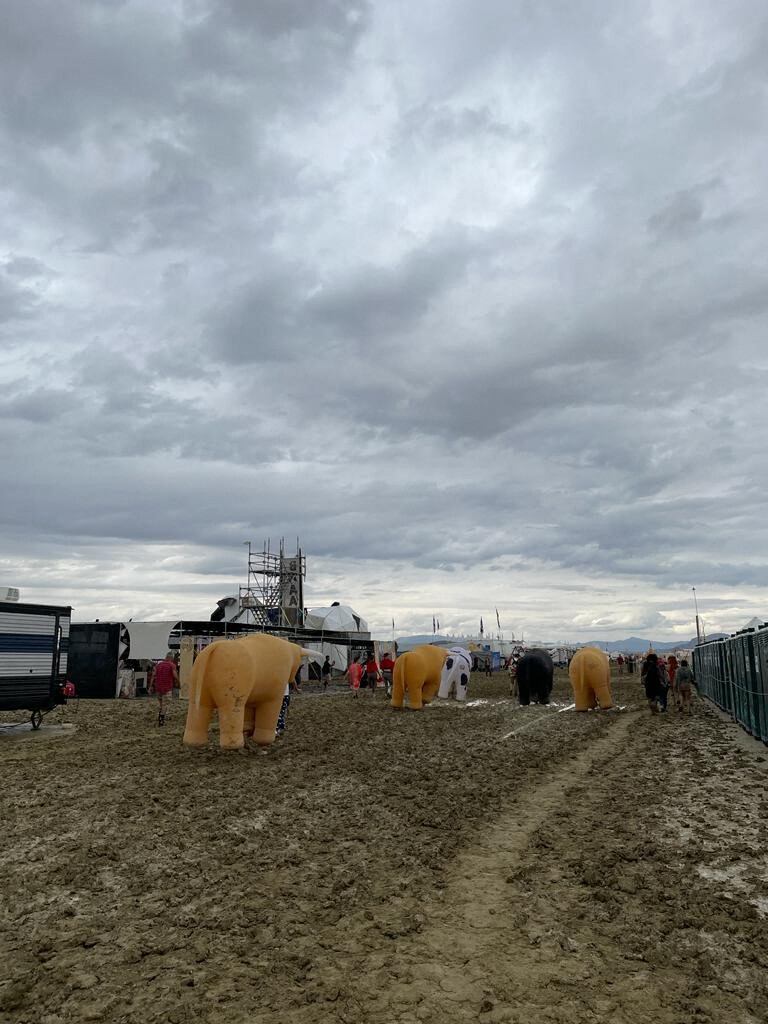 Decenas de miles de asistentes a un festival quedaron atrapados el domingo en el barro del desierto de Nevada