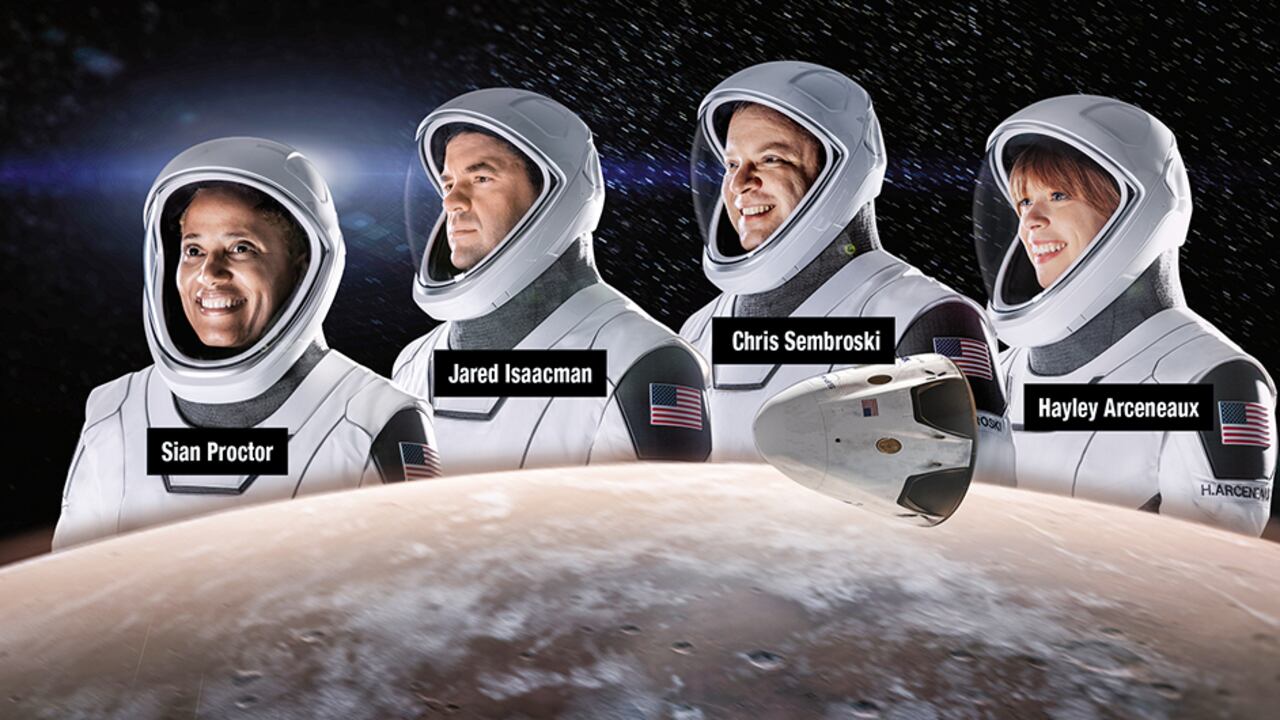 Jared Isaacman compró a SpaceX este vuelo tripulado por civiles: Sian Proctor, Hayley Arceneaux y Chris Sembroski.