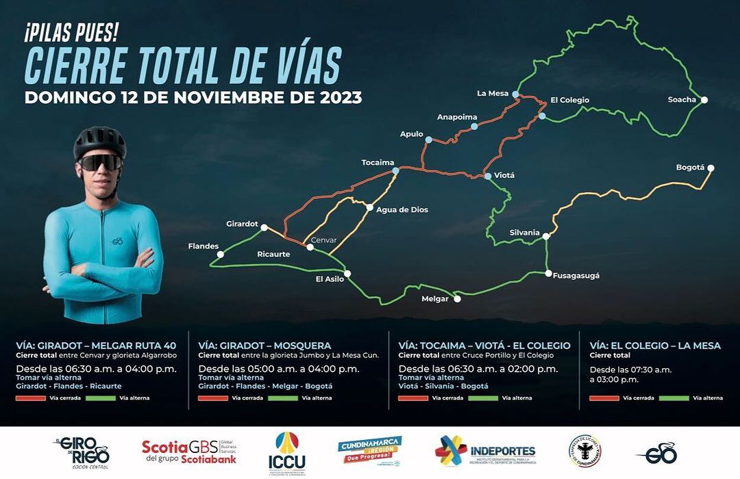 Cierres viales por El Giro de Rigo.