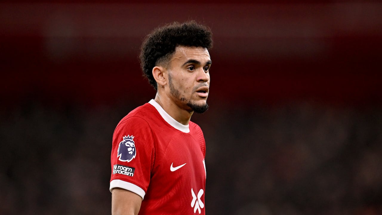 LIVERPOOL, ENGLAND - DECEMBER 17: (THE SUN OUT, THE SUN ON SUNDAY OUT) Luis Diaz of Liverpool during the Premier League match between Liverpool FC and Manchester United at Anfield on December 17, 2023 in Liverpool, England. (Photo by Andrew Powell/Liverpool FC via Getty Images)