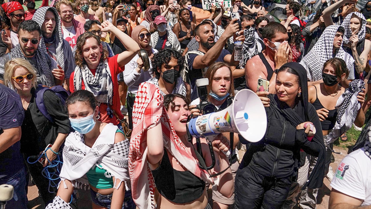 Defensores de Palestina protestando en Estados Unidos.