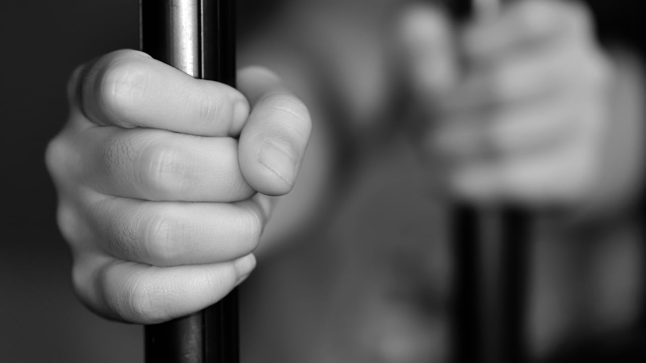 close up of a child's hand holding onto a metal bar.