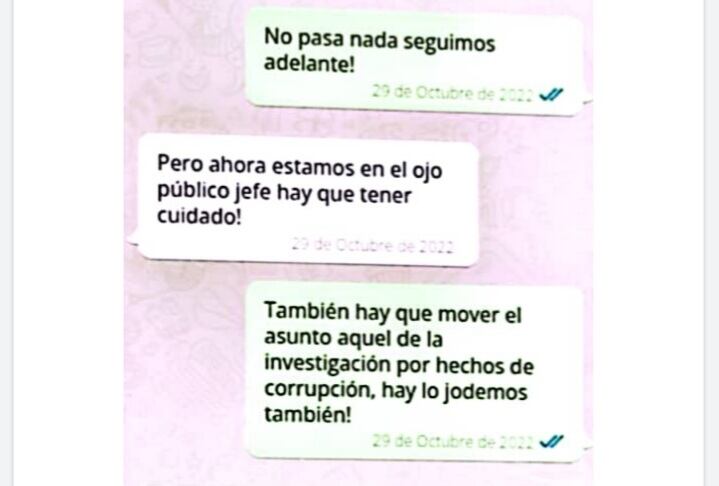 Conversación dada a conocer en la denuncia formal ante las autoridades.
