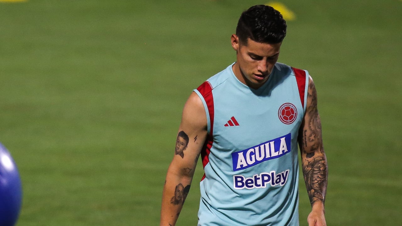 James Rodríguez durante un entrenamiento de la Selección Colombia