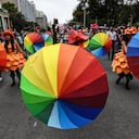 Member's of the LGBTIQ community take part in the Pride Parade in Bogota, on July 4, 2021. (Photo by Juan BARRETO / AFP)