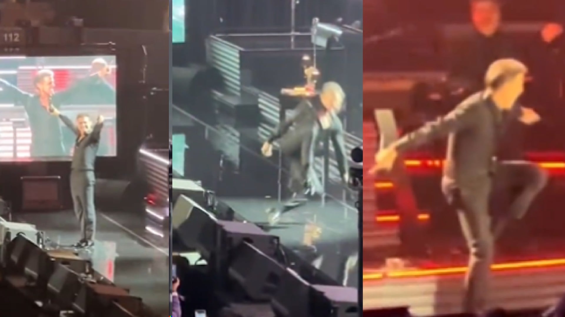 El artista permaneció por algunos minutos en el piso de la tarima.