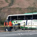 Así quedó el bus de Turismo Andino tras el volcamiento ocurrido en la vía Panamericana, en jurisdicción de Tangua, Nariño.