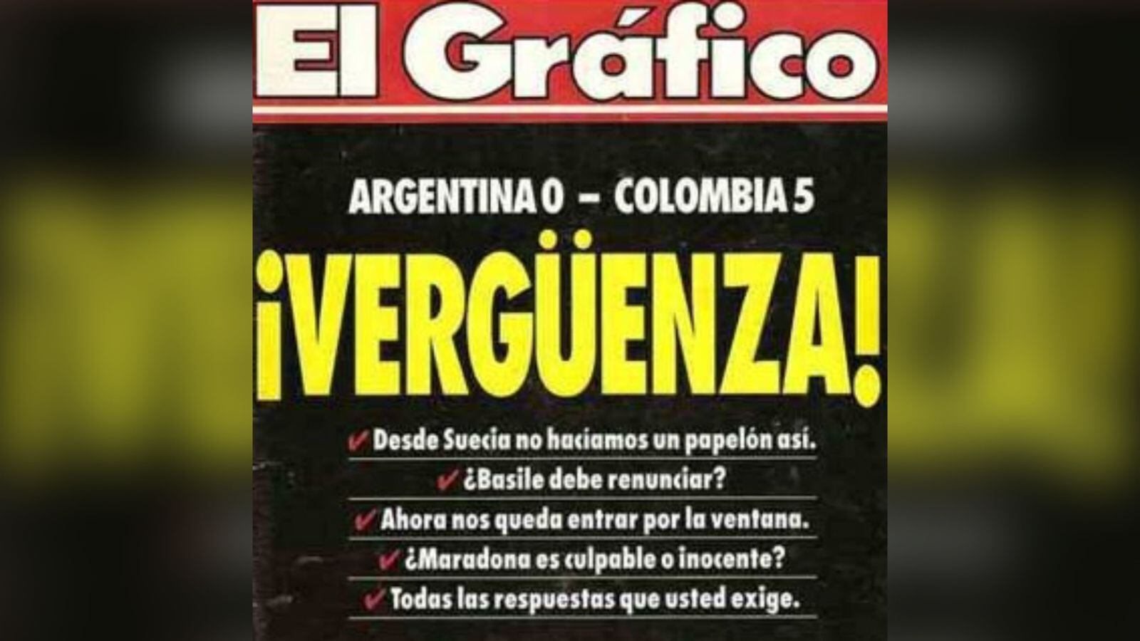 Tapa de la revista El Gráfico, 5 de septiembre de 1993.