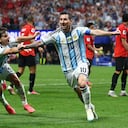 ATLANTA, GEORGIA - JULY 7: Lionel Messi of Argentina celebrates scoring a goal to make the score 2-2 during the FIFA World Cup 2026 Round of 16 match between Argentina and Egypt at Atlanta Stadium on July 7, 2026 in Atlanta, United States. (Photo by Chris Brunskill/Fantasista/Getty Images)