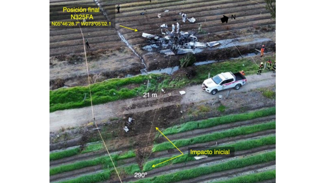 Imágenes del accidente aéreo de Yeison Jiménez