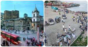 Panorámicas de Bogotá e Inírida, la capital del Guainía.