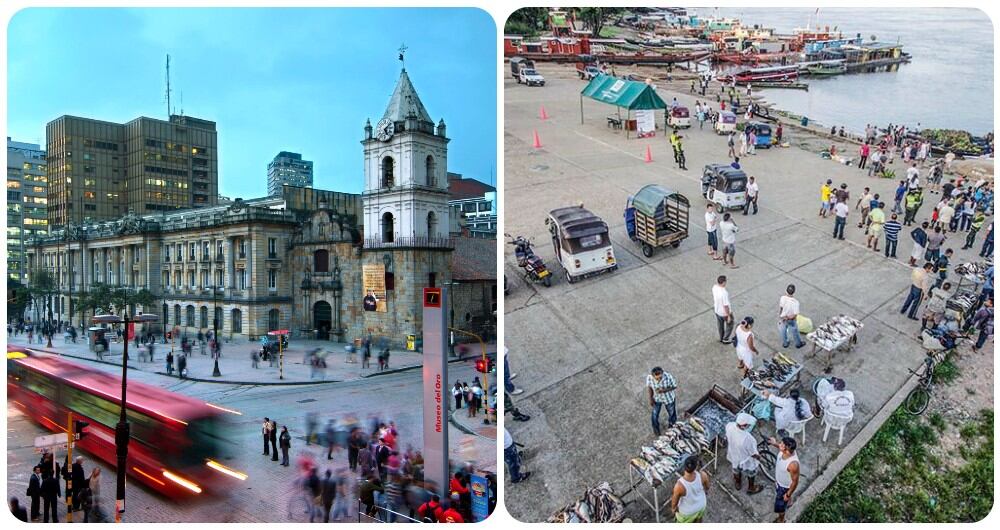 Panorámicas de Bogotá e Inírida, la capital del Guainía.
