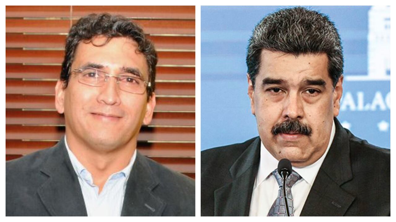 El embajador de Colombia Milton Rengifo y Nicolás Maduro.