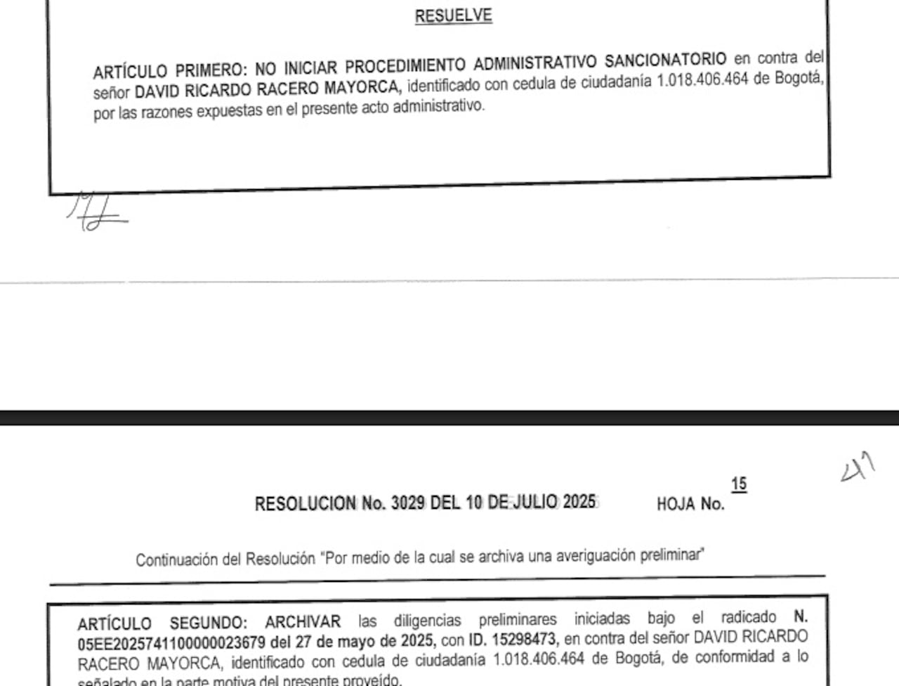 El Ministerio del Trabajo archivó la averiguación preliminar que había abierto contra el representante a la Cámara David Racero.
