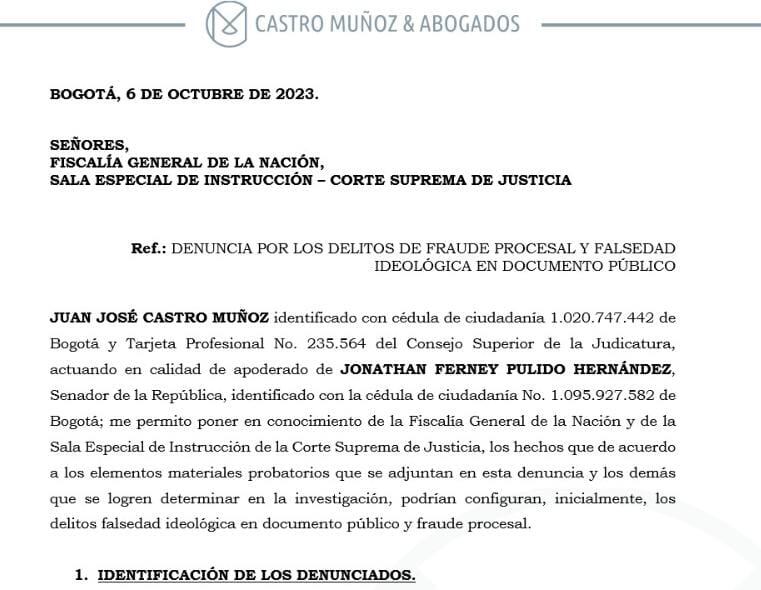 El senador Jota Pe Hernández, presentó, el 6 de octubre de 2022, la denuncia contra sus colegas del Pacto Histórico. Ahora están contra las cuerdas.