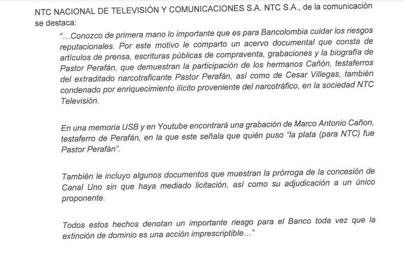 Información entregada por el expresidente Álvaro Uribe.