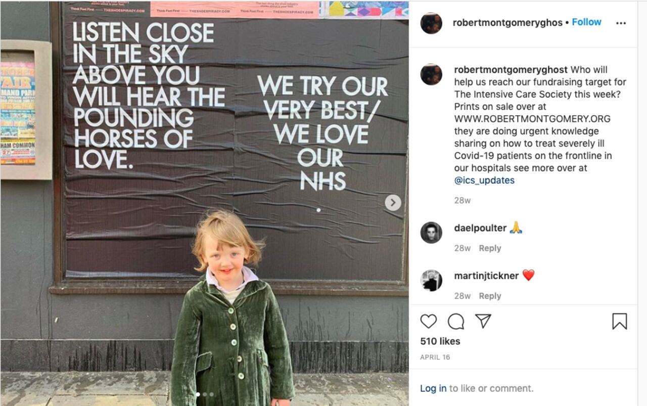 Imagen de la cuenta de Instagram del artista británico Robert Montgomery
