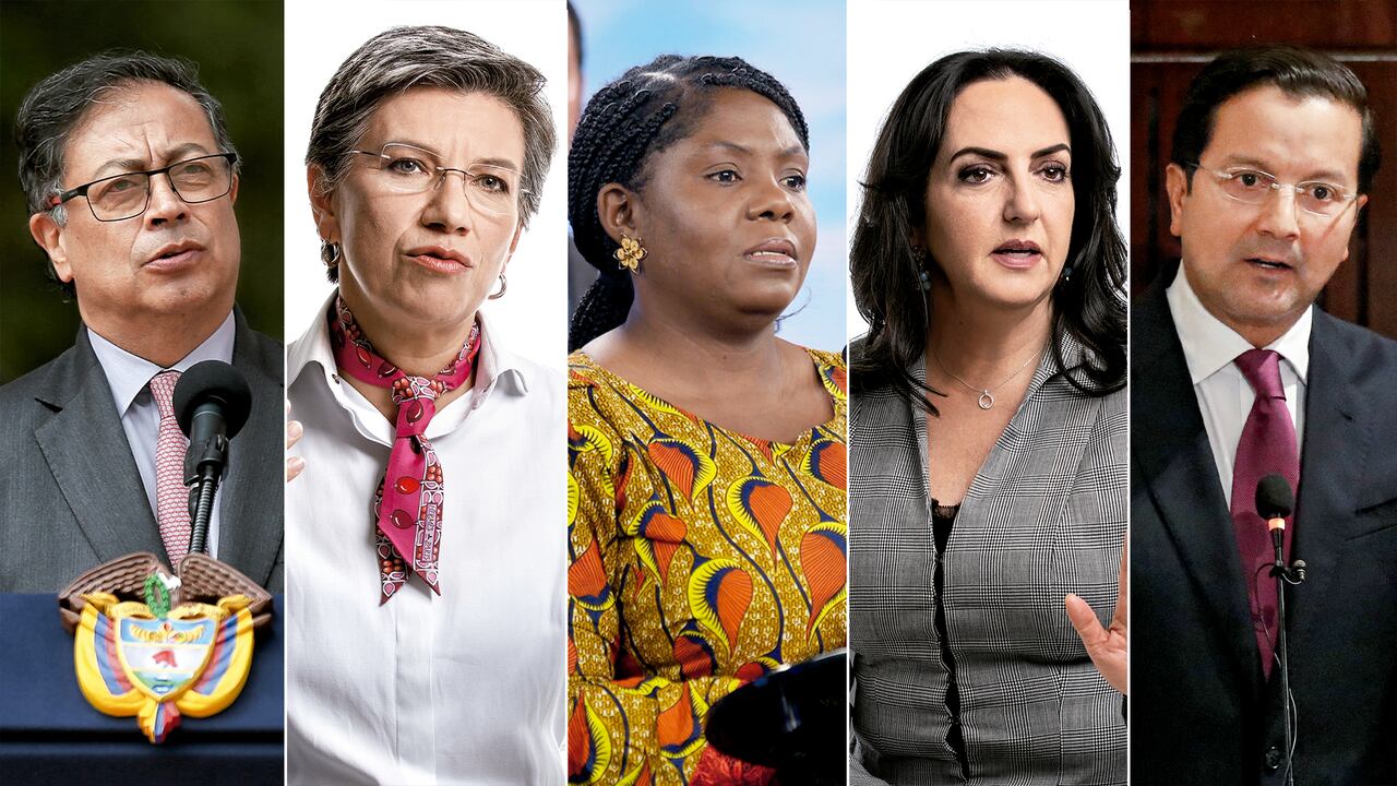 De izquierda a derecha: Gustavo Petro, Claudia López, Francia Márquez, María F. Cabal y David Luna.