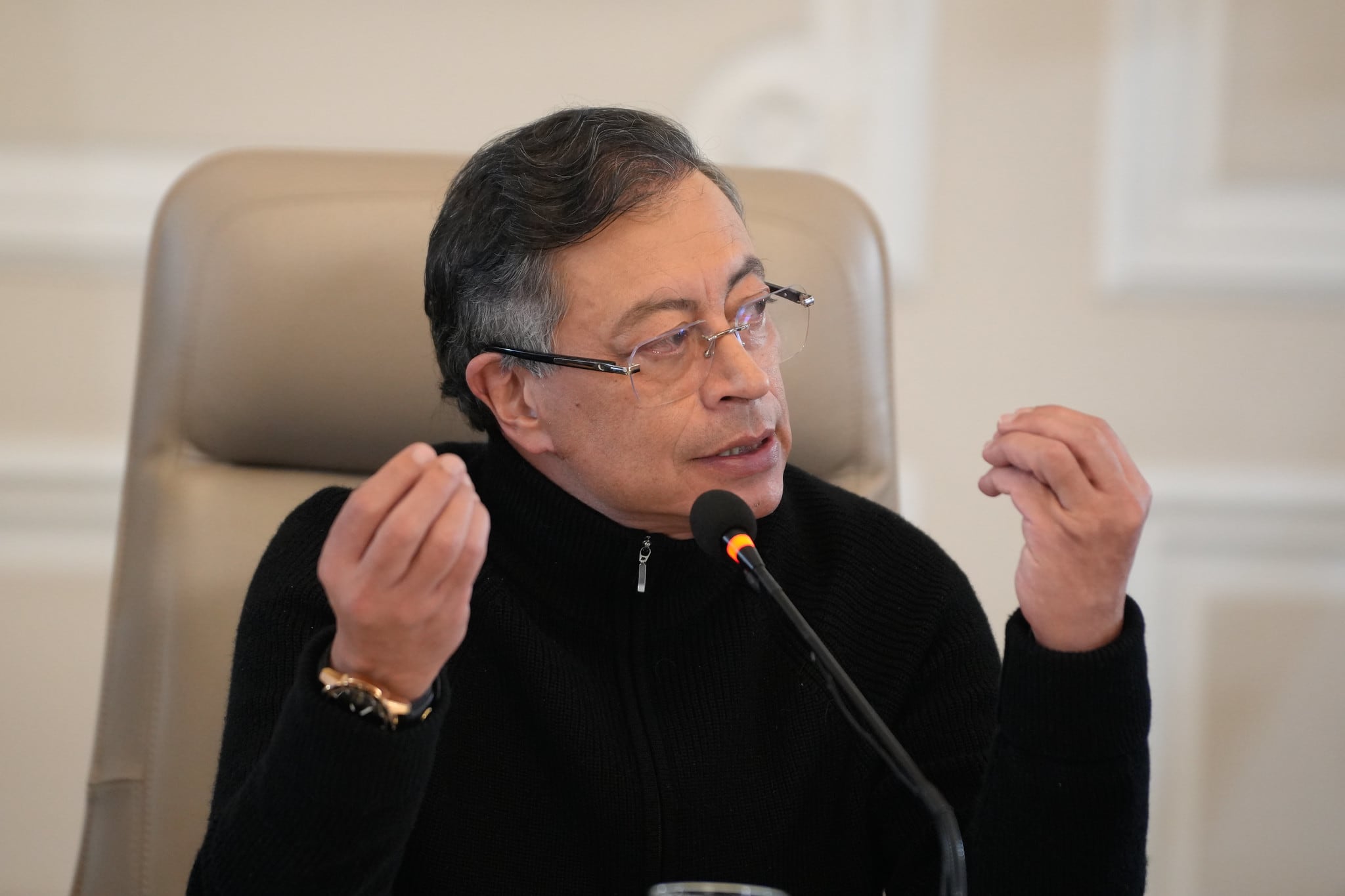 Gustavo Petro durante el consejo de ministros del lunes 19 de enero.