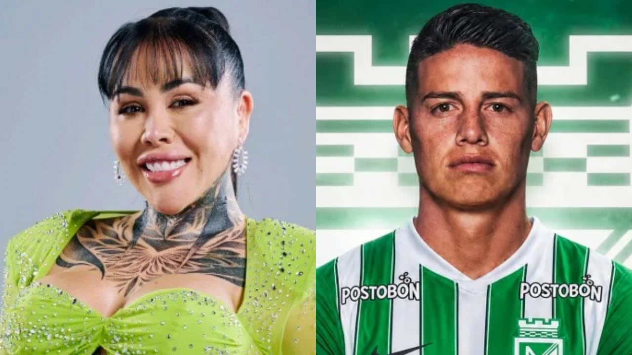 Yina Calderón, empresaria y creadora de contenido, y James Rodríguez, destacado futbolista colombiano.