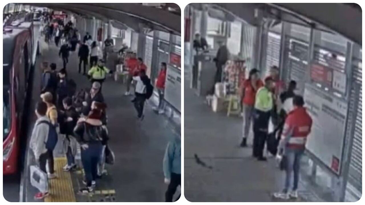 Este es el momento exacto en el que un sujeto es capturado por el hurto a personas en TransMilenio mediante la modalidad de cosquilleo