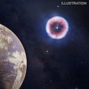 Ilustración de un remanente de supernova joven que tienen un efecto negativo en un planeta similar a la Tierra.
