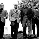 (Izquierda a Derecha) Fernando Botero, Enrique Grau, Guillermo Wiedemann, Alejandro Obregón, Eduardo Ramírez Villamizar y Armando Villegas. Fotografía inédita de Hernán Díaz quien retrató a estos artistas en 1960 para el libro de Marta Traba 'Seis artistas colombianos contemporáneos'.