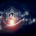 Empresario tocando el cerebro funcionando con Inteligencia Artificial (IA)
Automatización, análisis predictivo, chatbot basado en IA de servicio al cliente, análisis de datos, negocios y tecnología de los clientes.