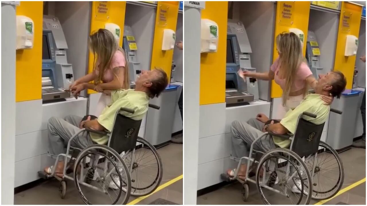 Mujer lleva al cajero a hombre, al parecer, moribundo.