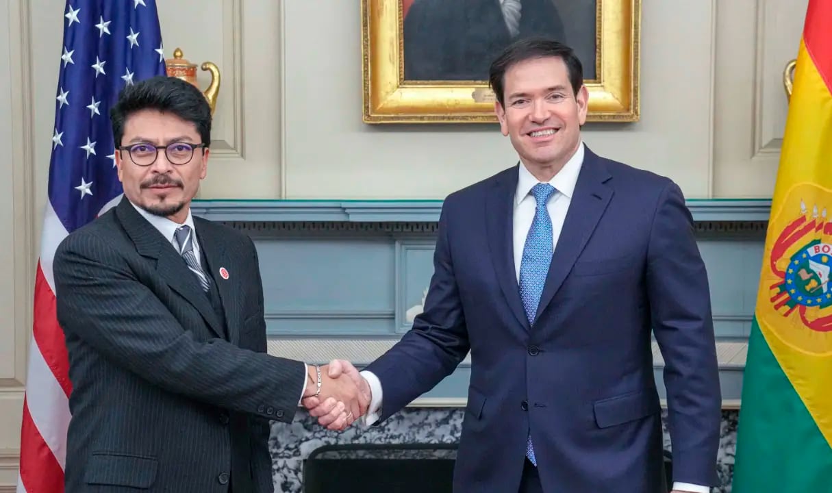 Canciller de Bolivia, Fernando Aramayo, y secretario de Estado, Marco Rubio