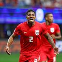 Panama's defender #02 Cesar Blackman celebrates scoring his team's first goal during the Conmebol 2024 Copa America tournament group C football match between Panama and USA at Mercedes Benz Stadium in Atlanta, Georgia, on June 27, 2024. (Photo by EDUARDO MUNOZ / AFP)