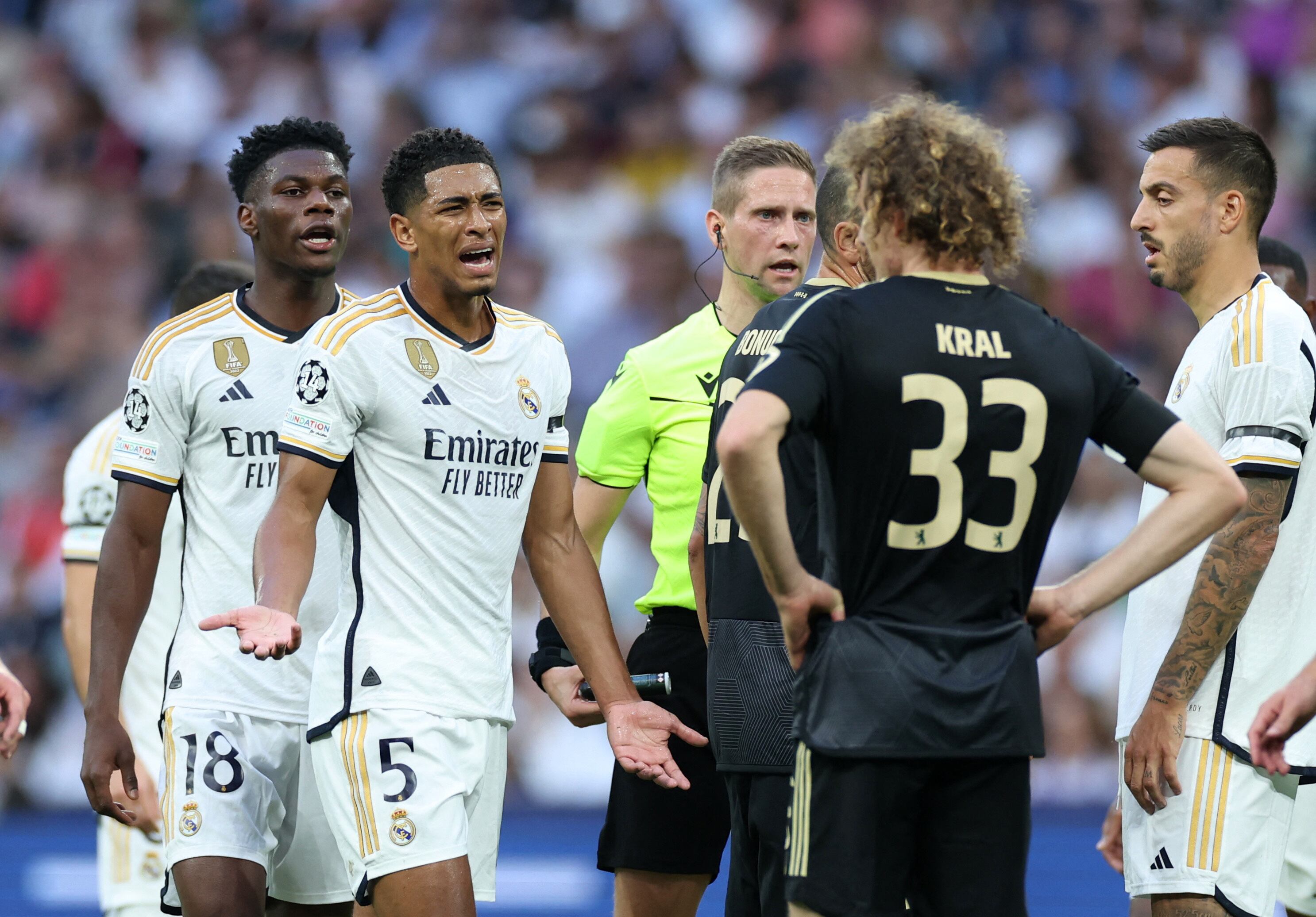 Soccer Football - Champions League - Group C - Real Madrid v 1. FC Union Berlin - Santiago Bernabeu, Madrid, Spain - September 20, 2023  Real Madrid's Jude Bellingham reacts REUTERS/Isabel Infantes