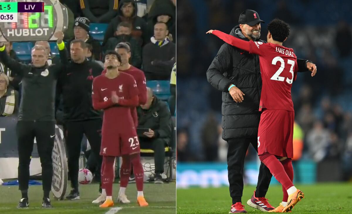 Luis Diaz en el duelo con Liverpool