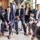 De izquierda a derecha: Eduardo Flores Zelaya, vicepresidente de Desarrollo de Negocios y Estrategia; Andrés Restrepo Isaza, presidente; Santiago Cardona Múnera, vicepresidente de la firma en Colombia; Paulo Mesa Herrera, gerente de Gestión Humana; Ana Isabel Gaviria Arteaga, secretaria general; y Alan Wancier, vicepresidente administrativo y financiero.