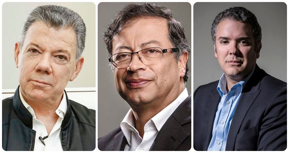 Juan Manuel Santos, Gustavo Petro e Iván Duque.