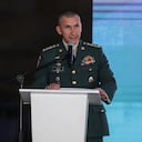 El comandante de las Fuerzas Militares de Colombia, Luis Mauricio Ospina, pronuncia un discurso durante el acto de disculpa pública del Gobierno por las ejecuciones extrajudiciales conocidas como "falsos positivos" en Bogotá y Soacha.