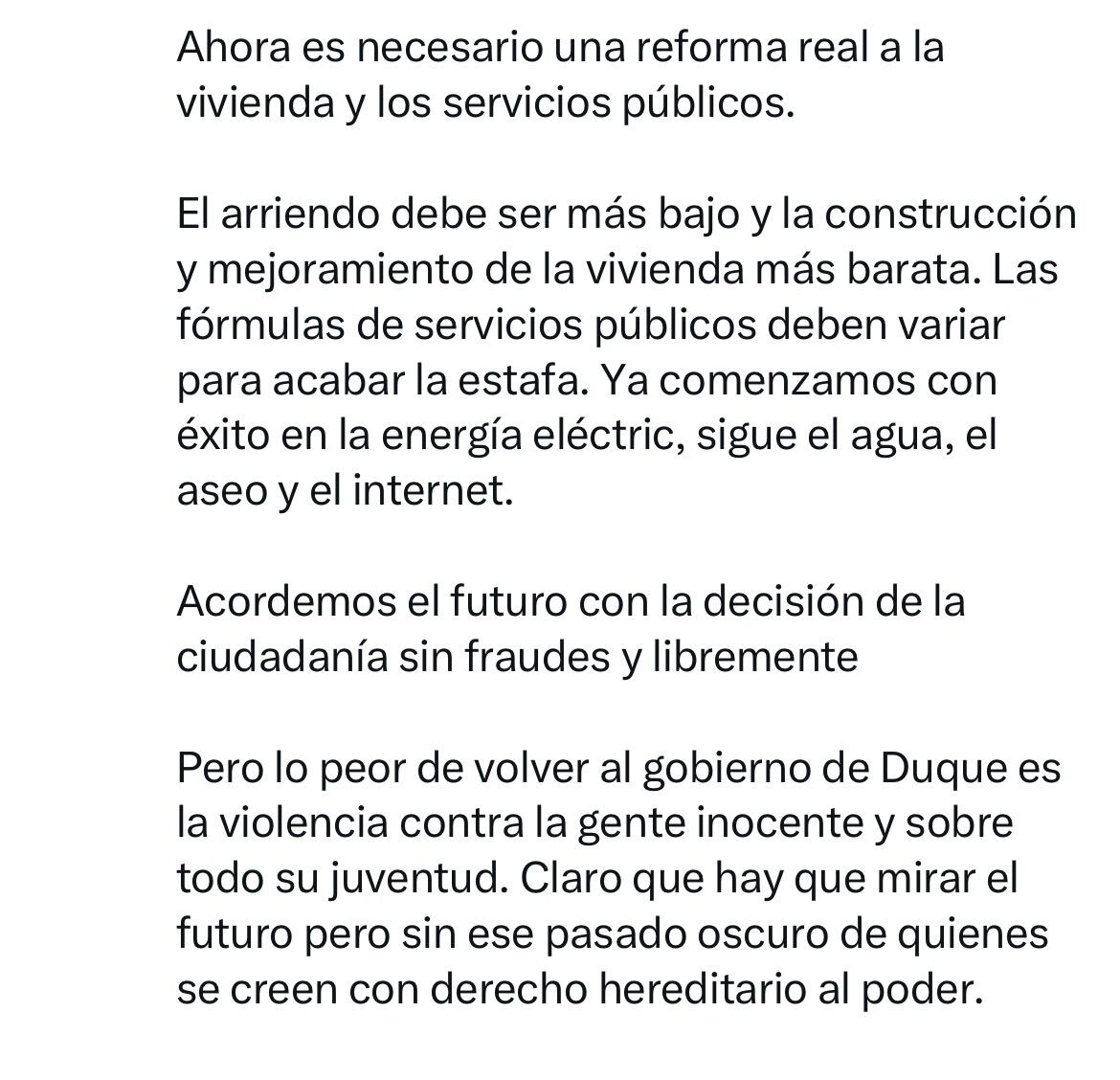 Mensaje en X del presidente Gustavo Petro