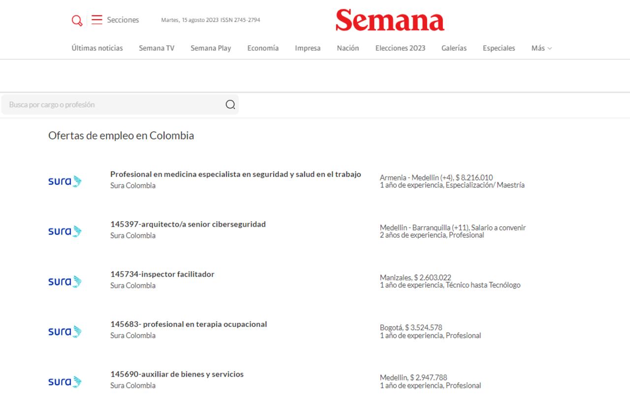 Estas son las ofertas laborales que lanzó Sura