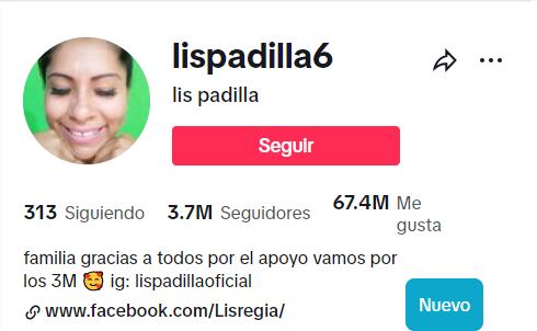 Cuenta oficial de Lis Padilla en TikTok