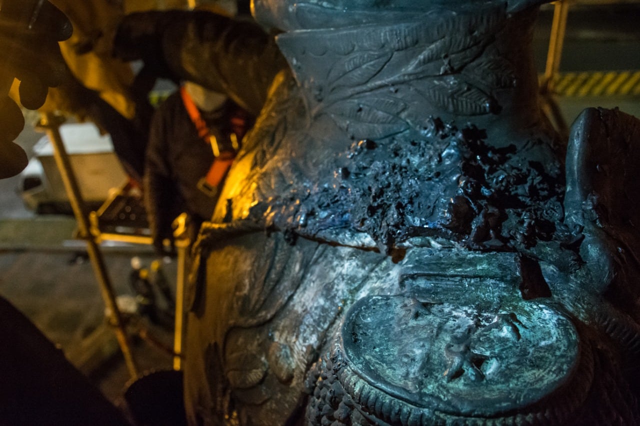 Daños a estatua de Simón Bolívar ubicada en el monumento a Los Héroes