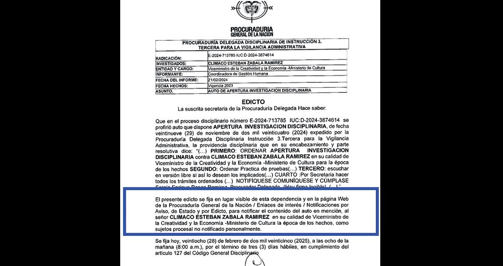 La Fiscalía tiene listo el escrito de acusación contra el exviceministro Clímaco Esteban Zabala por los delitos de falsedad en documento público y fraude procesal.