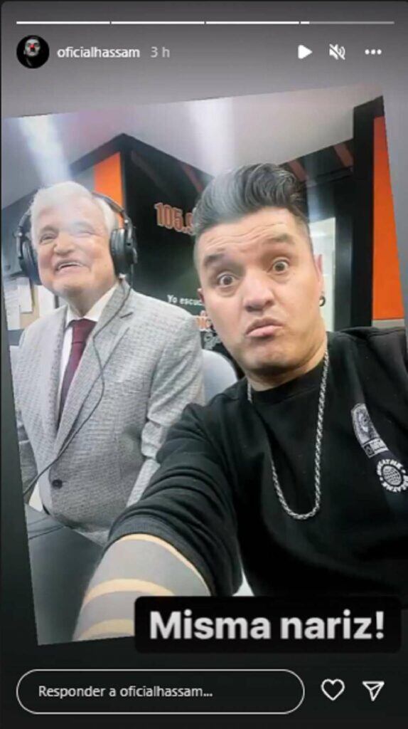 Hassam subió una historia en su cuenta instagram con el presentador Jorge Varón. Foto: Instagram Hassam.