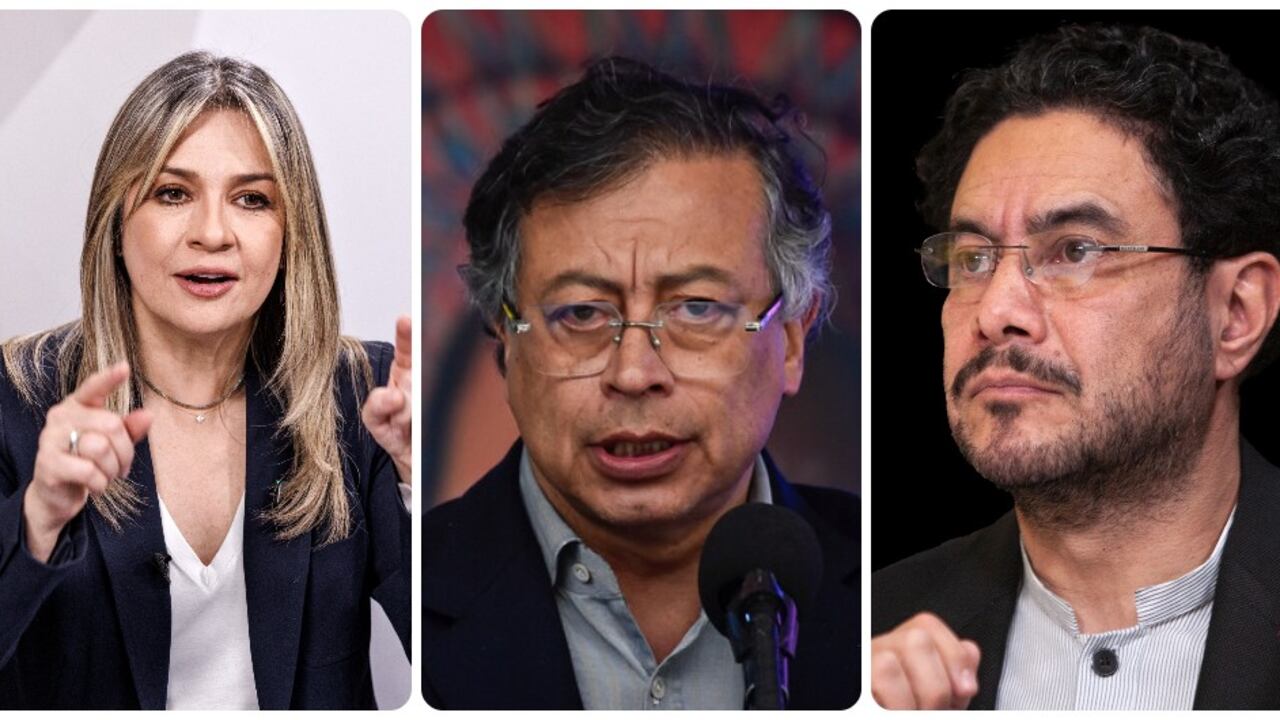 De izquierda a derecha: Vicky Dávila, Gustavo Petro e Iván Cepeda.