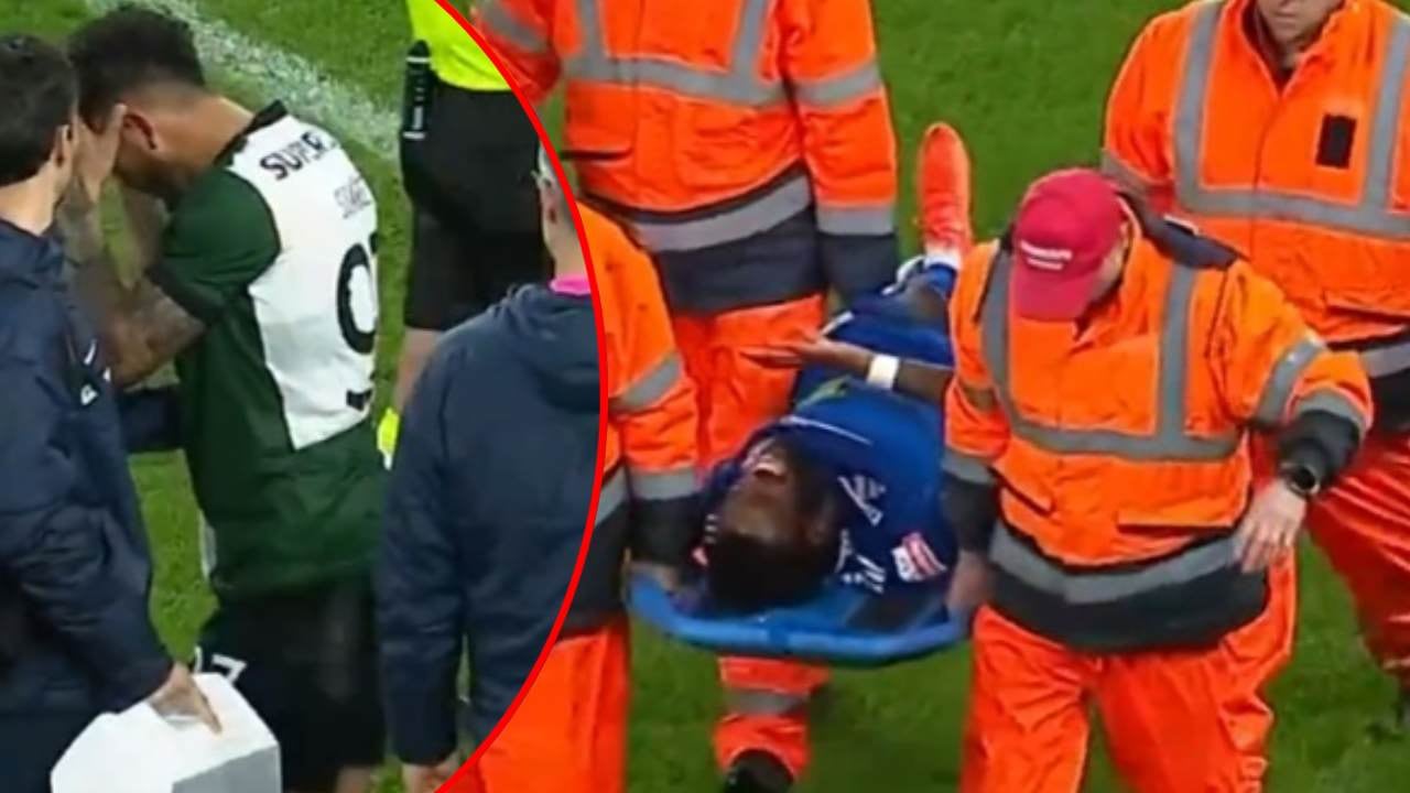 Luis Suárez sorprendido por la fractura de un rival.